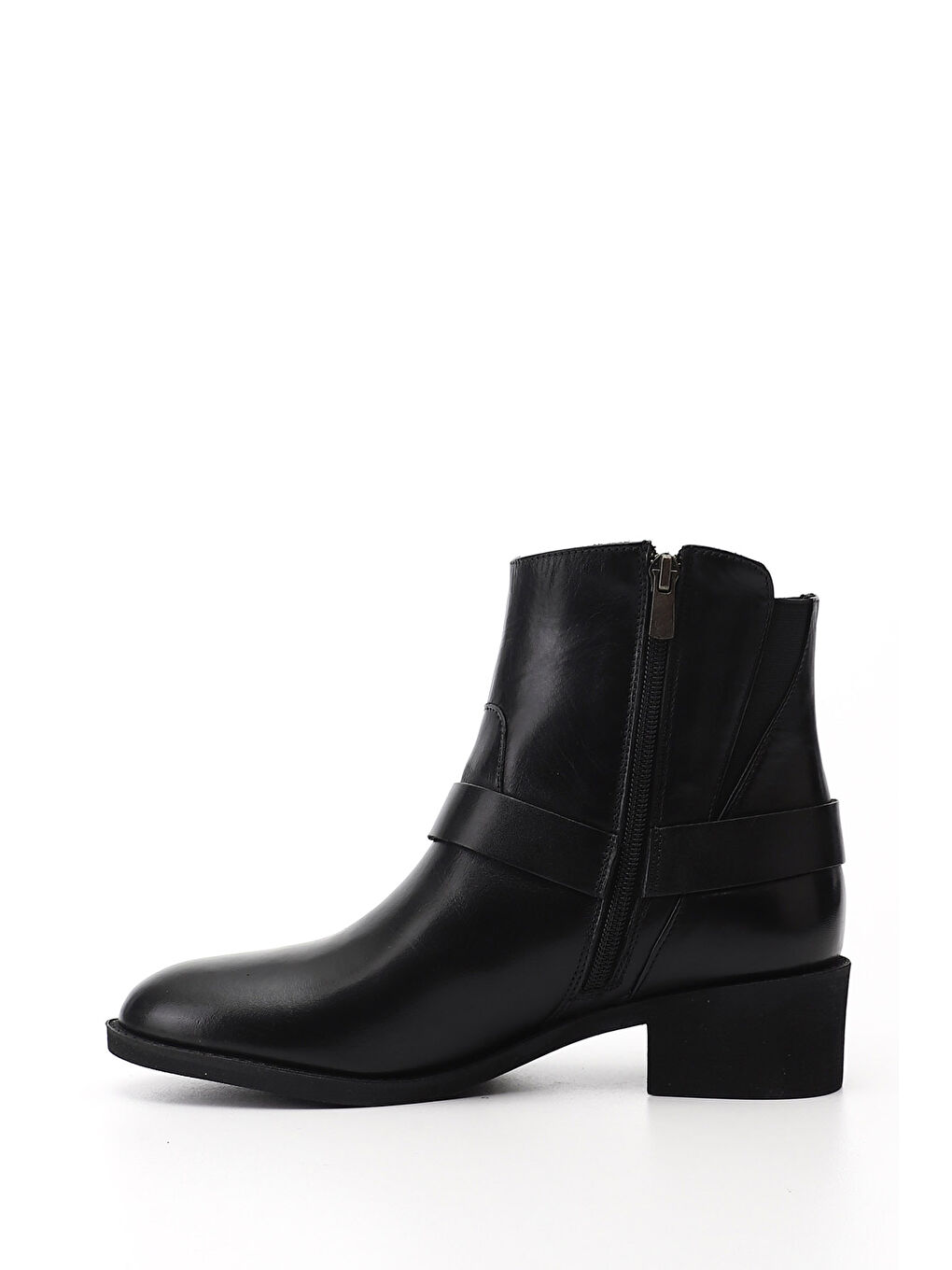 Siyah Kadın SİYAH Fermuarlı Kalın Topuklu Hakiki Deri Bot-2