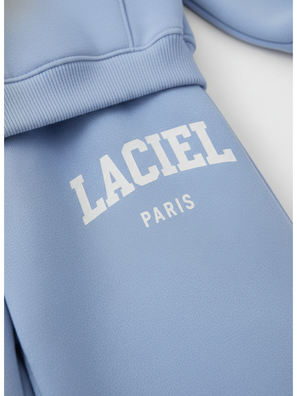 Kız Çocuk Pamuklu Mavi Kapüşonlu Fermuarlı Eşofman Takım – Rahat Kesim-2