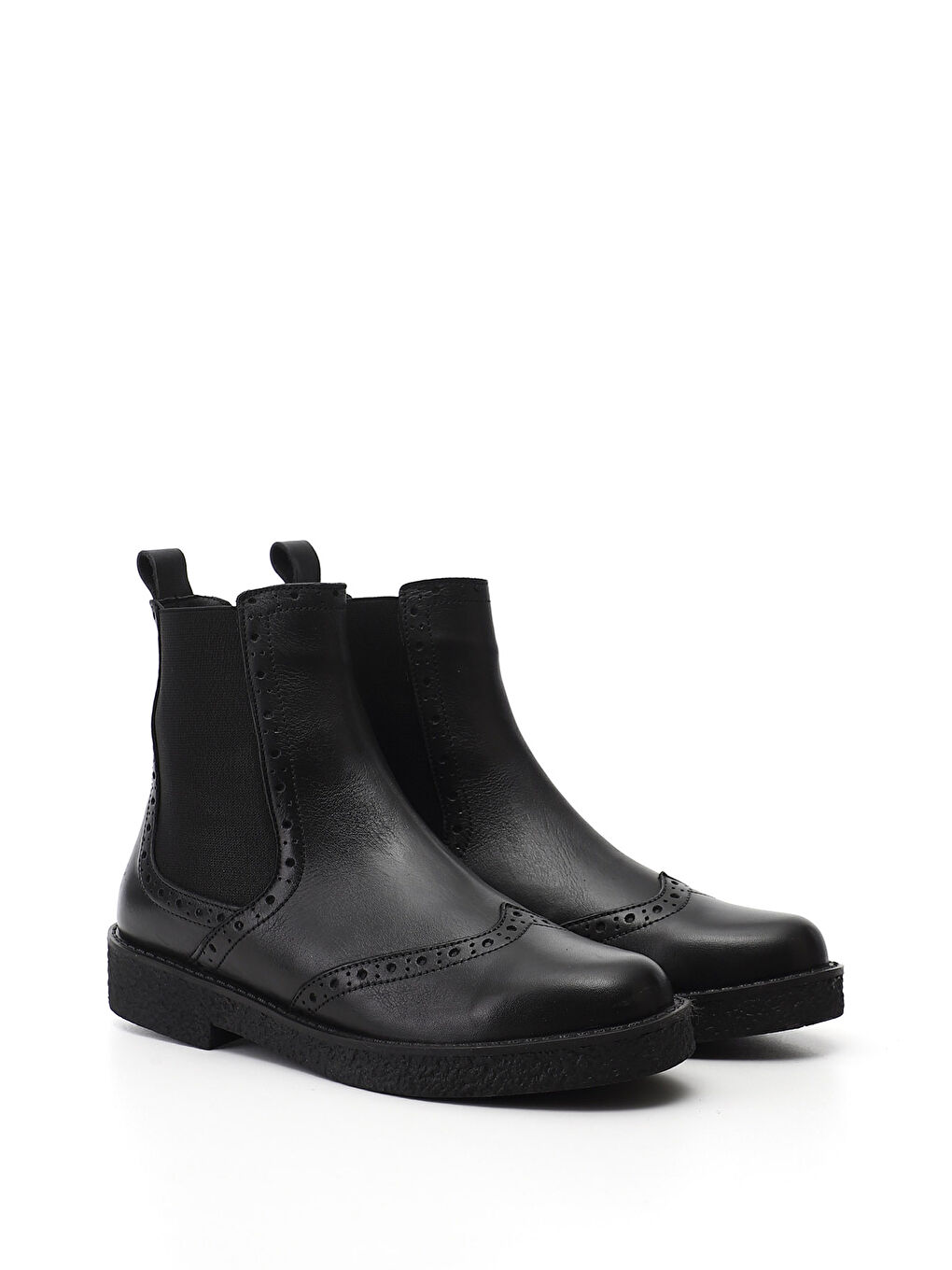 Siyah Kadın SİYAH Kauçuk Taban Hakiki Deri Chelsea Bot-1