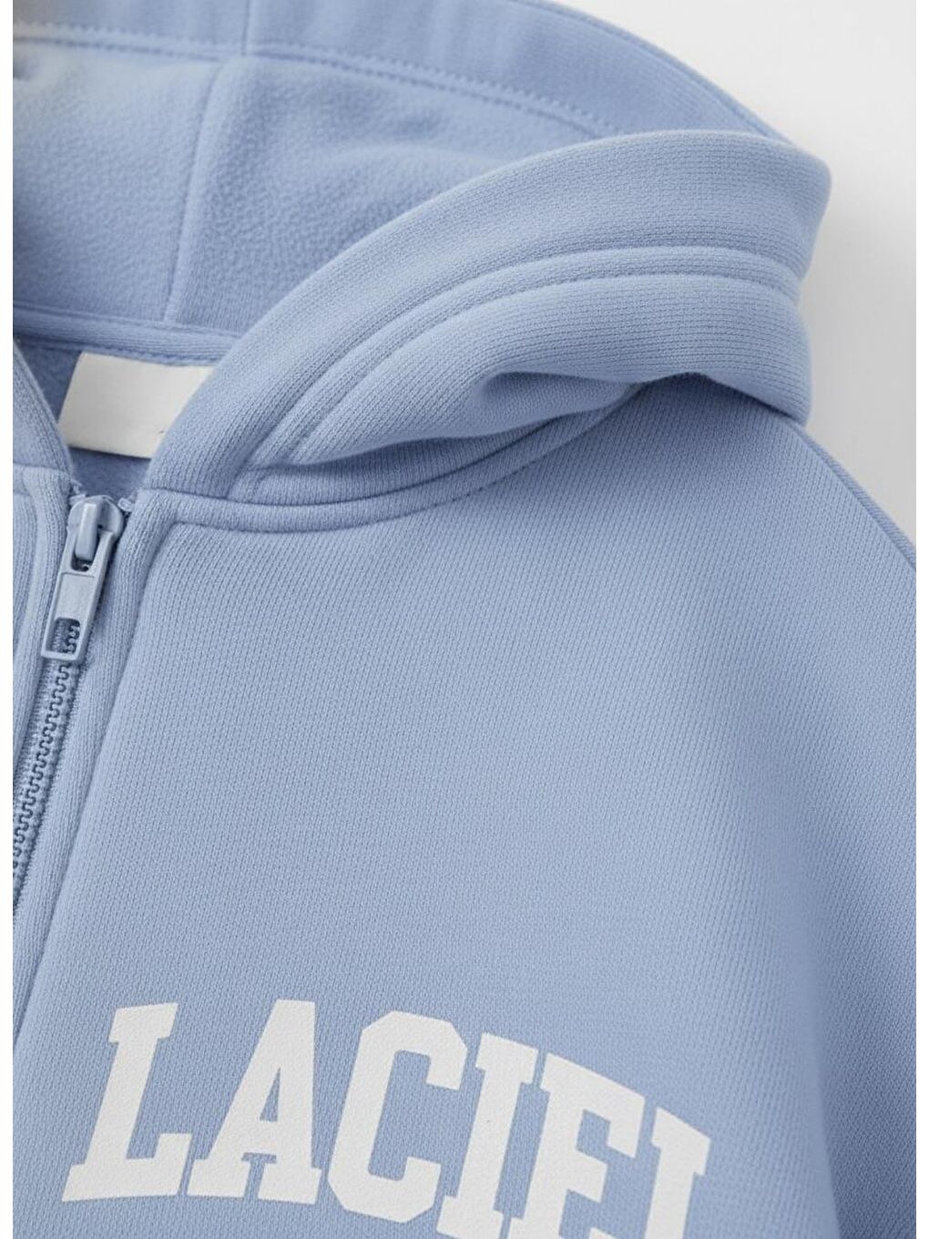 Kız Çocuk Pamuklu Mavi Kapüşonlu Fermuarlı Eşofman Takım – Rahat Kesim-3