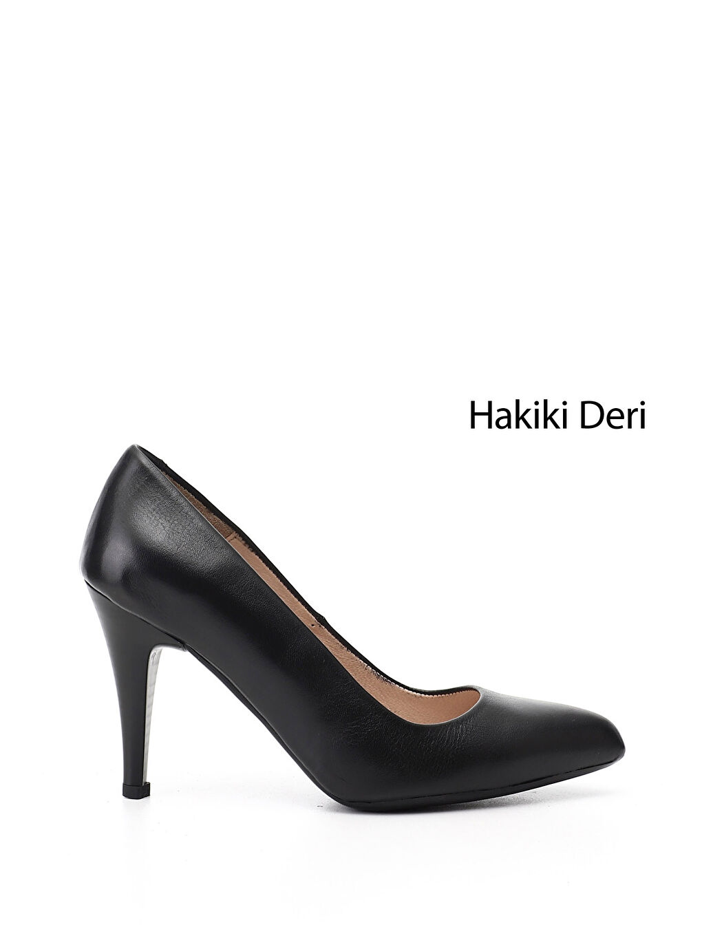 Siyah Kadın SİYAH Sivri Burun İnce Topuklu Hakiki Deri Stiletto