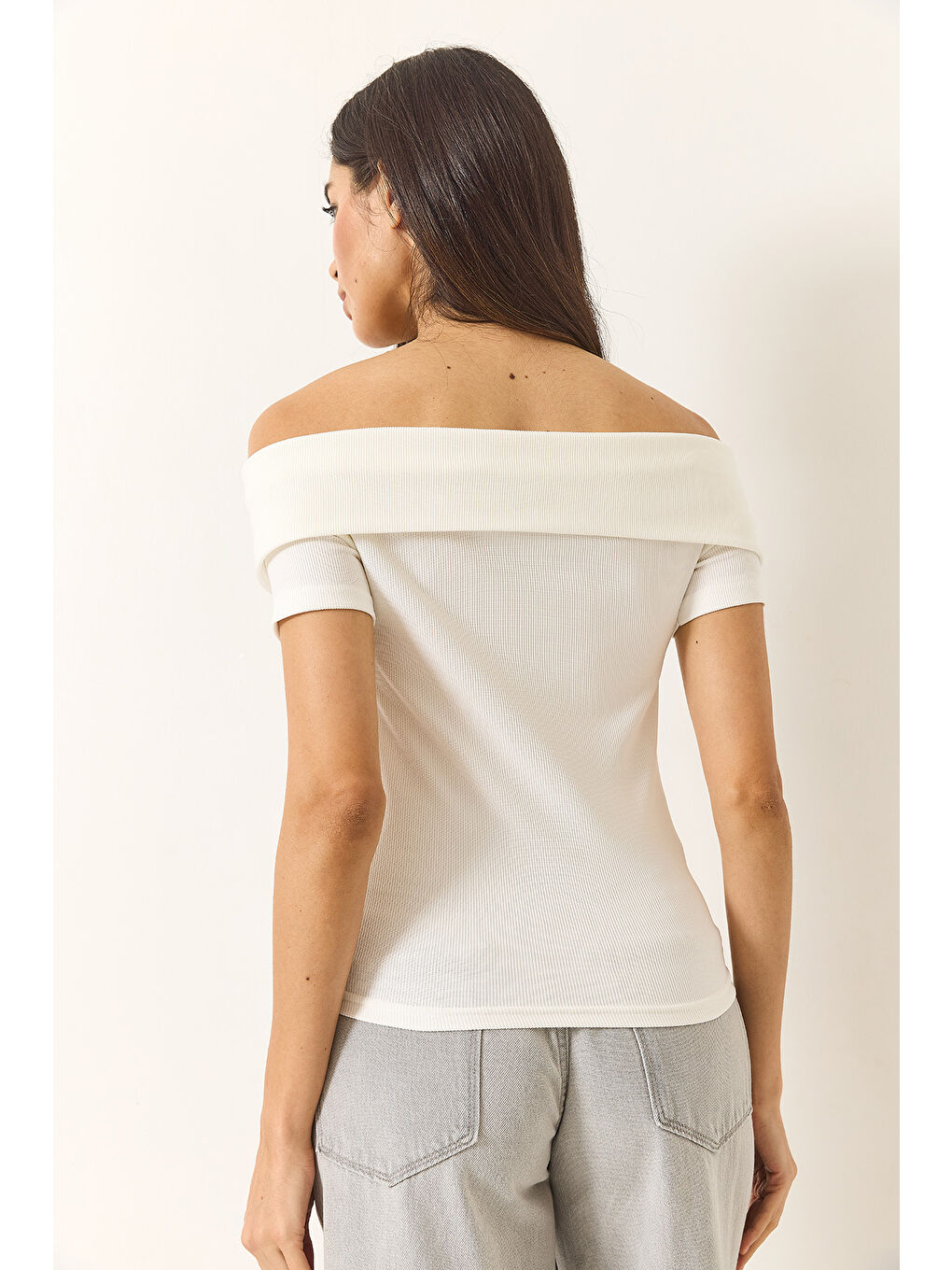 Beyaz Kadın Kurdele Detaylı Manonnda Yaka Bluz-5