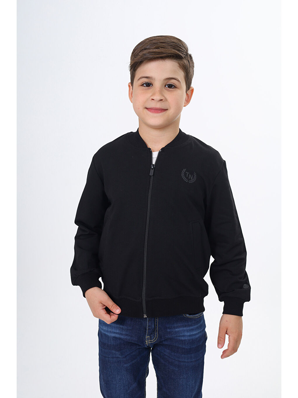 Siyah Erkek Çocuk Baskılı Hırka