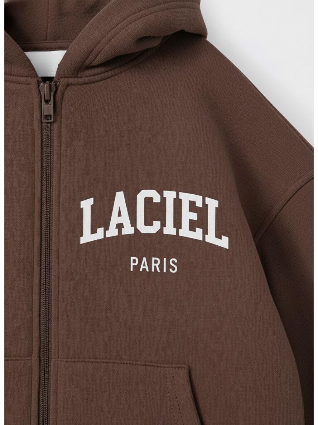 Unisex Çocuk Pamuklu Kahverengi Kapüşonlu Fermuarlı Eşofman Takım – Rahat Kesim-1