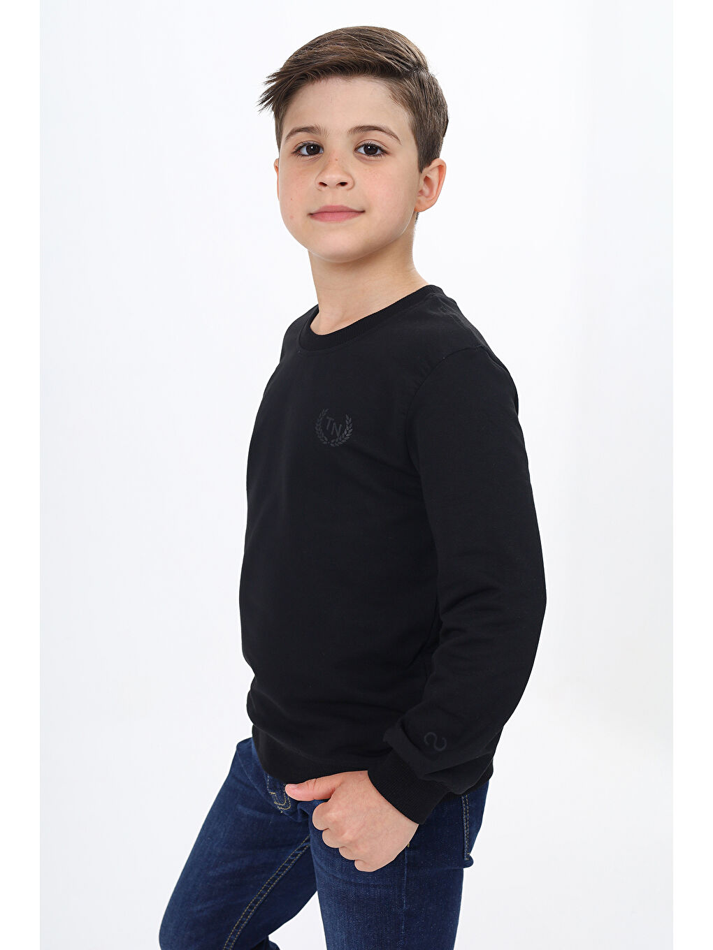 Siyah Erkek Çocuk Baskılı Sweatshirt-3