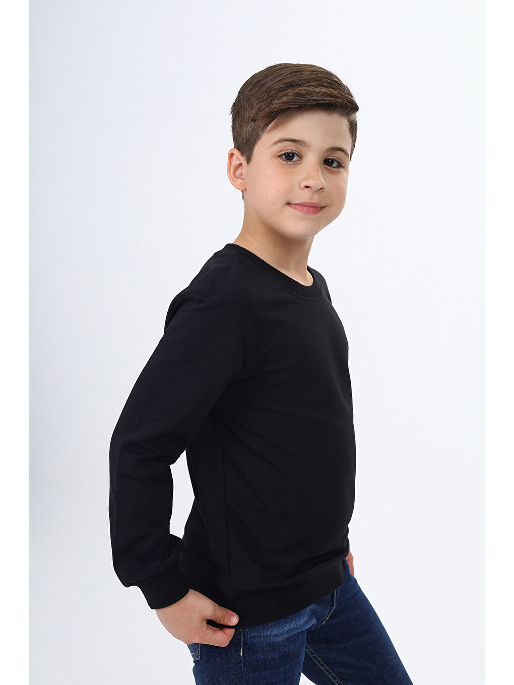 Siyah Erkek Çocuk Baskılı Sweatshirt-4