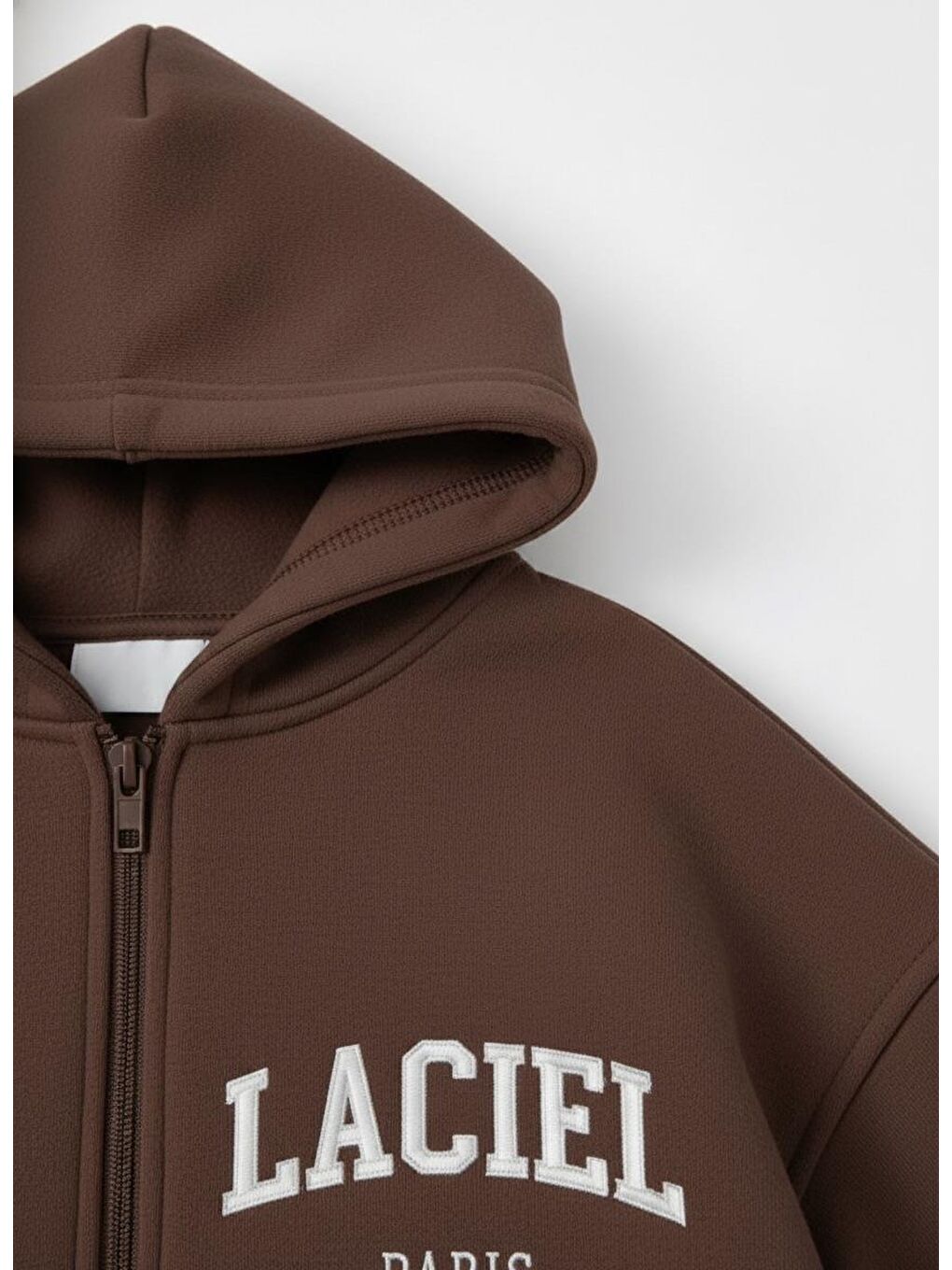 Unisex Çocuk Pamuklu Kahverengi Kapüşonlu Fermuarlı Eşofman Takım – Rahat Kesim-3