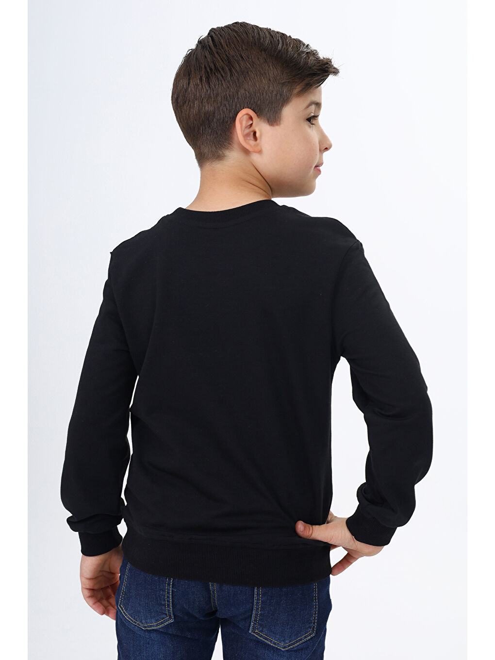 Siyah Erkek Çocuk Baskılı Sweatshirt-5