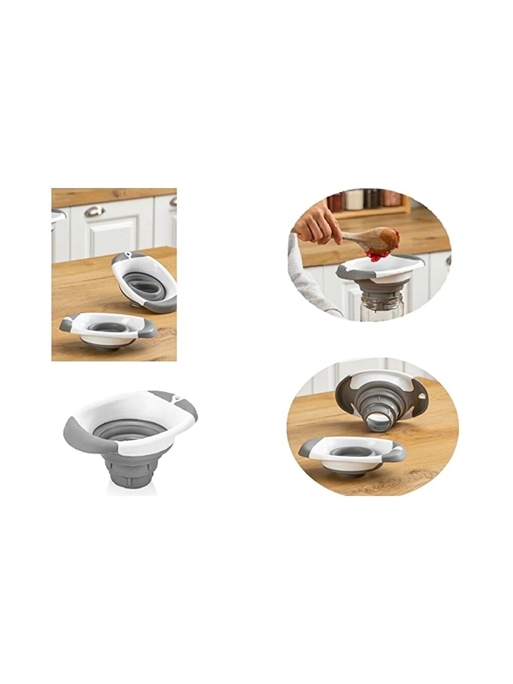 Gri Katlanabilir Konserve Kavanoz Hunisi Akordiyon Huni-1