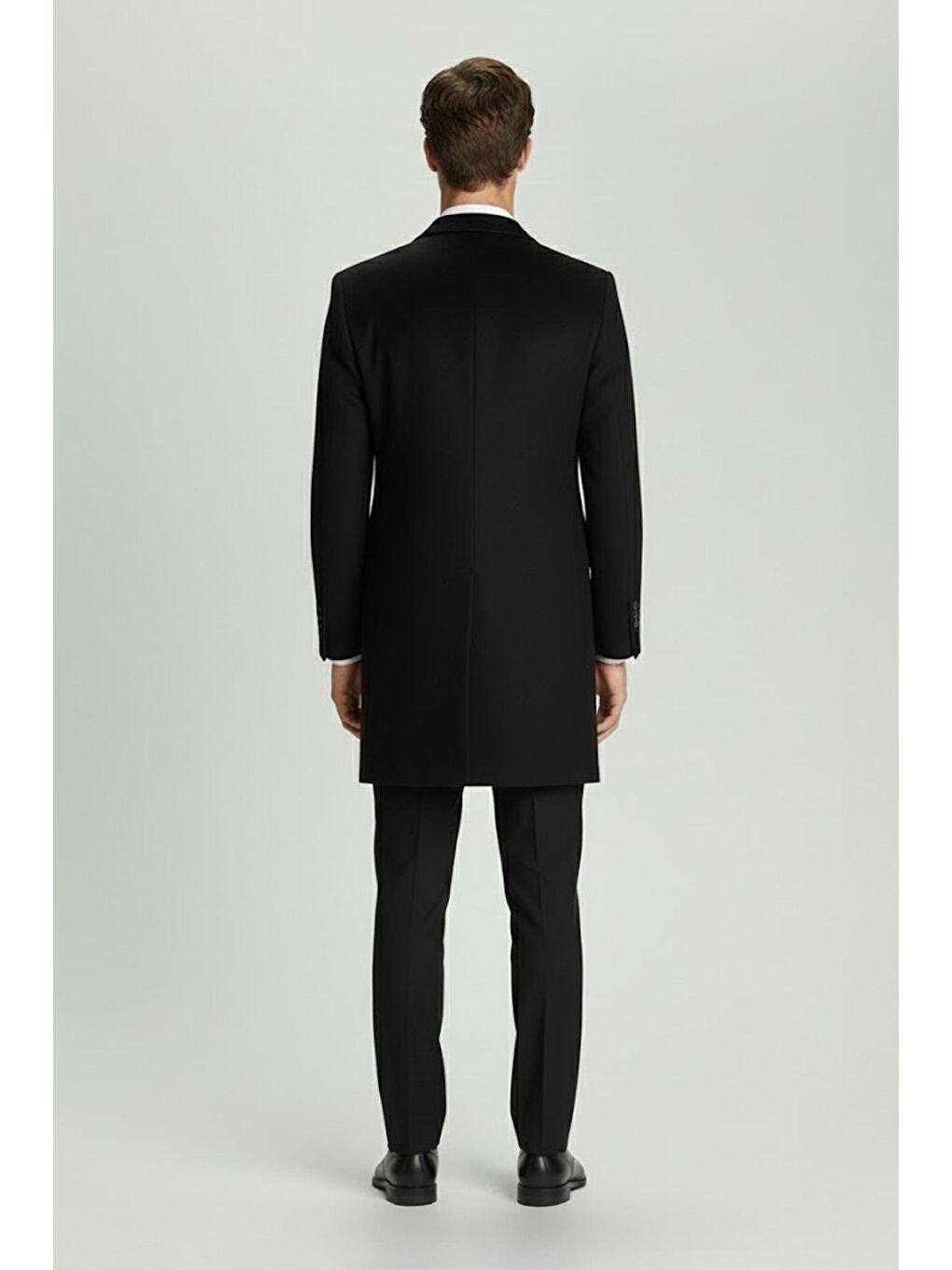 Giotelli Siyah Regular Fit Yün Karışımlı Ceket Yaka Orta Boy Erkek Palto-2