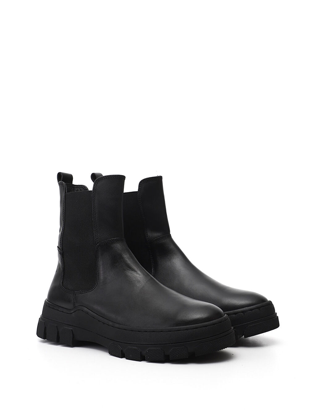 Siyah Kadın SİYAH Kauçuk Taban Hakiki Deri Chelsea Bot-1