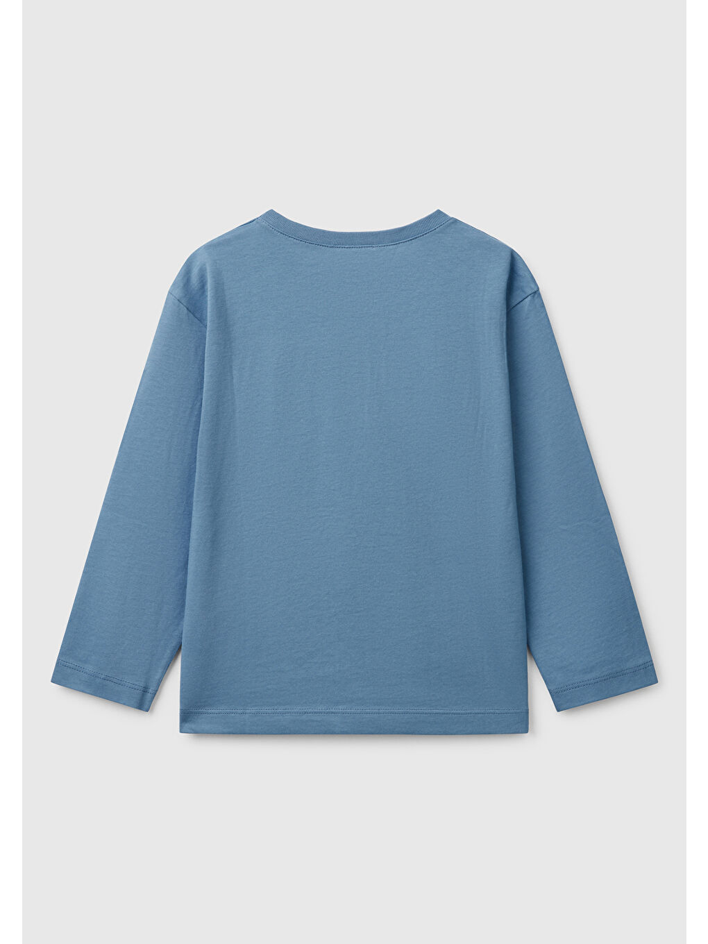 Erkek Çocuk Havacı Mavi Benetton Logo Baskılı Uzun Kollu Tişört-1