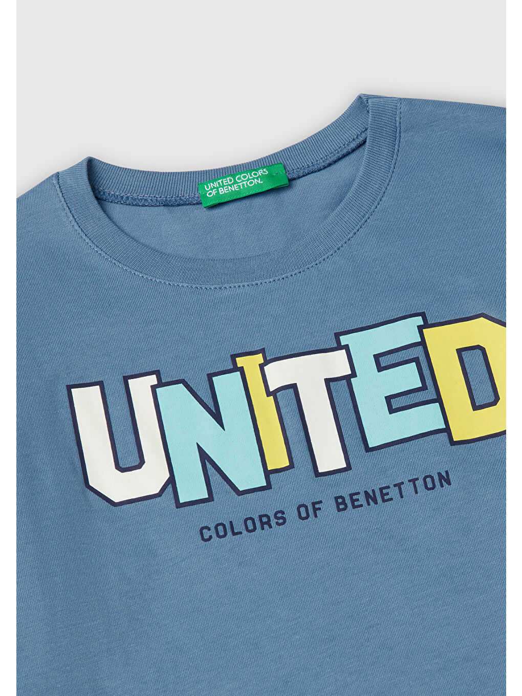 Erkek Çocuk Havacı Mavi Benetton Logo Baskılı Uzun Kollu Tişört-2