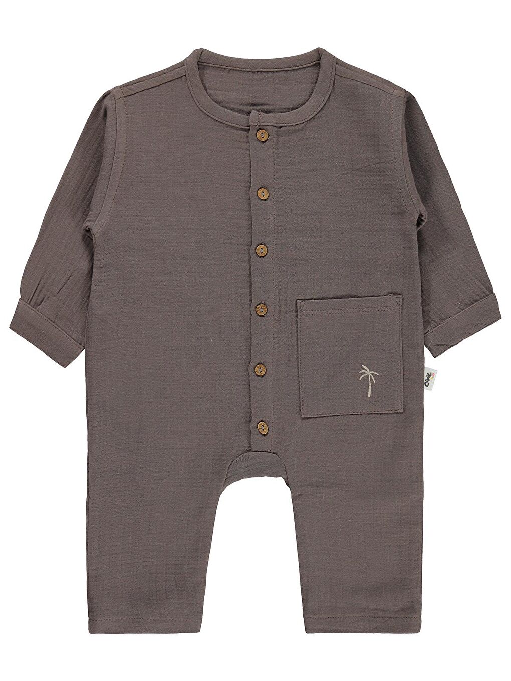 Baby Palmiye Nakışlı 3-12 Ay Tulum - Kahverengi 9-12 Ay