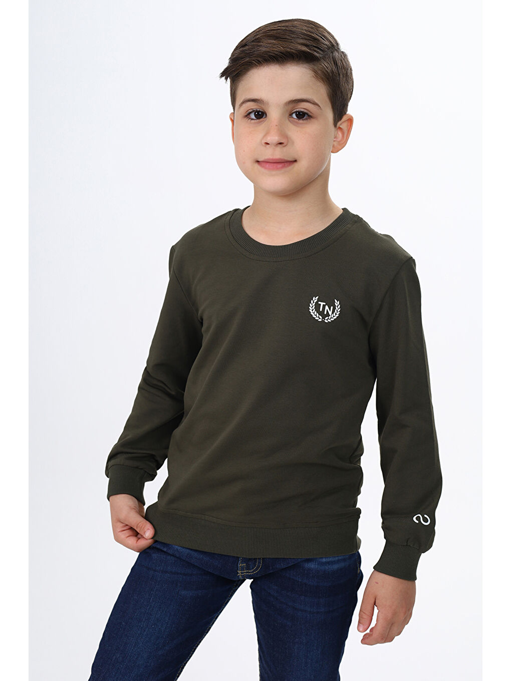 Haki Erkek Çocuk Baskılı Sweatshirt-1