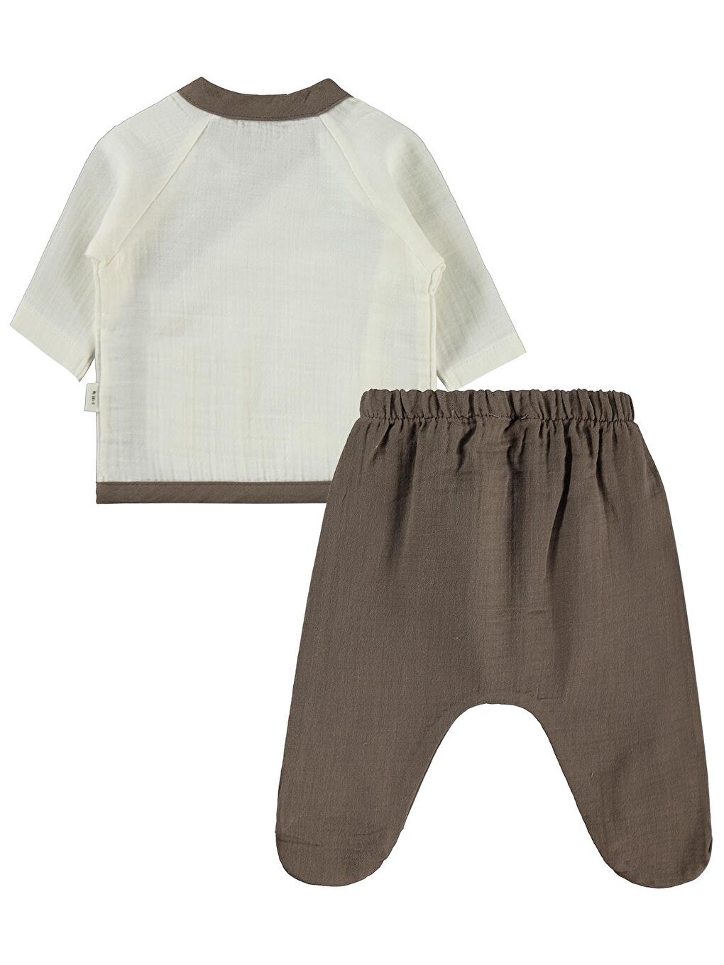 Baby Palmiye Nakışlı Zıbın Takımları - Ekru 0-1 Ay-1