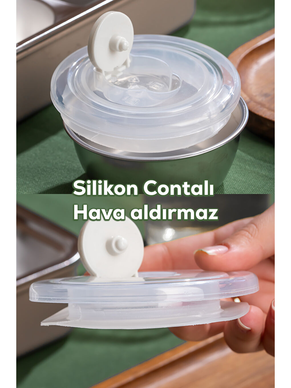 Kahverengi 3011-1 Çelik 3 Bölmeli Vakumlu Yemek Termosu-3