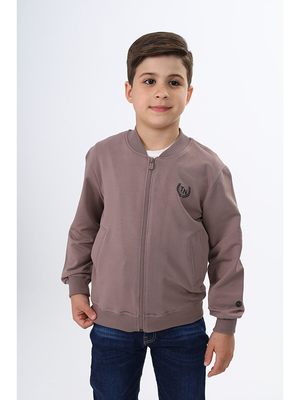 Kahverengi Erkek Çocuk Baskılı Hırka