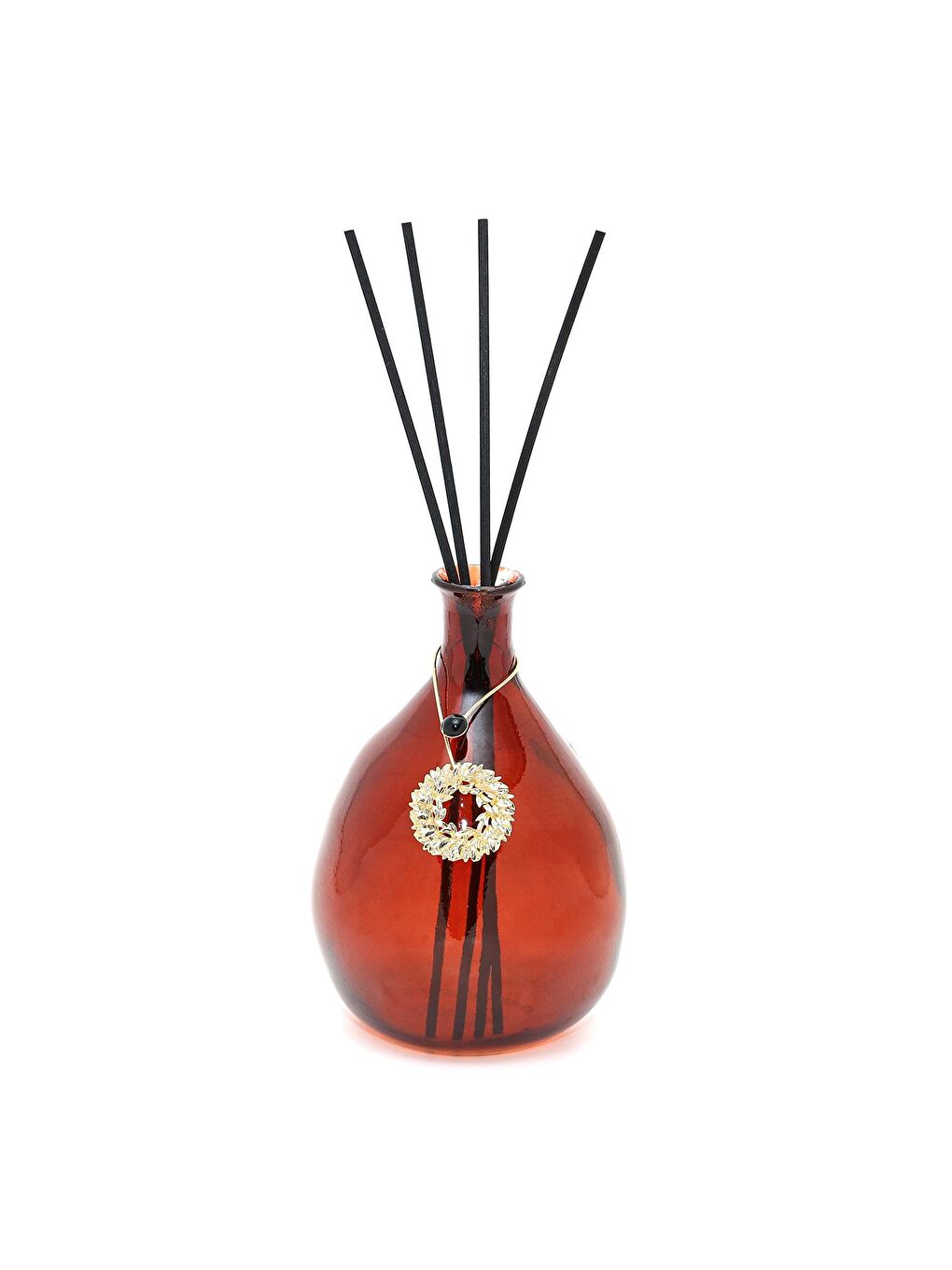 Altın Kapmala Broşlu Kahverengi Cam Şişe Dark Amber Oda Kokusu