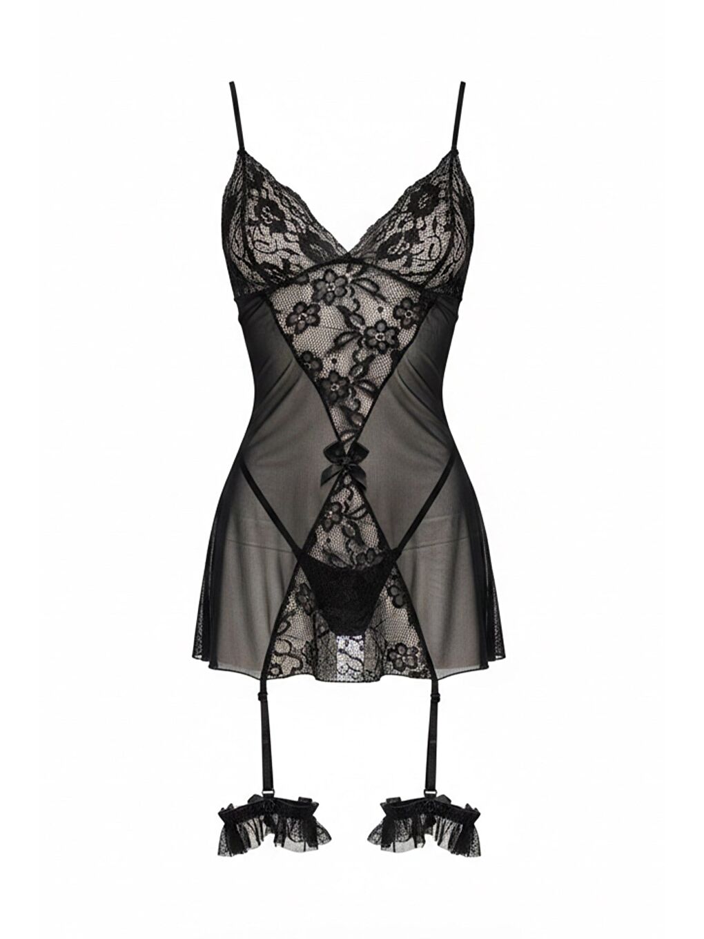 Dantel Detaylı Babydoll Siyah