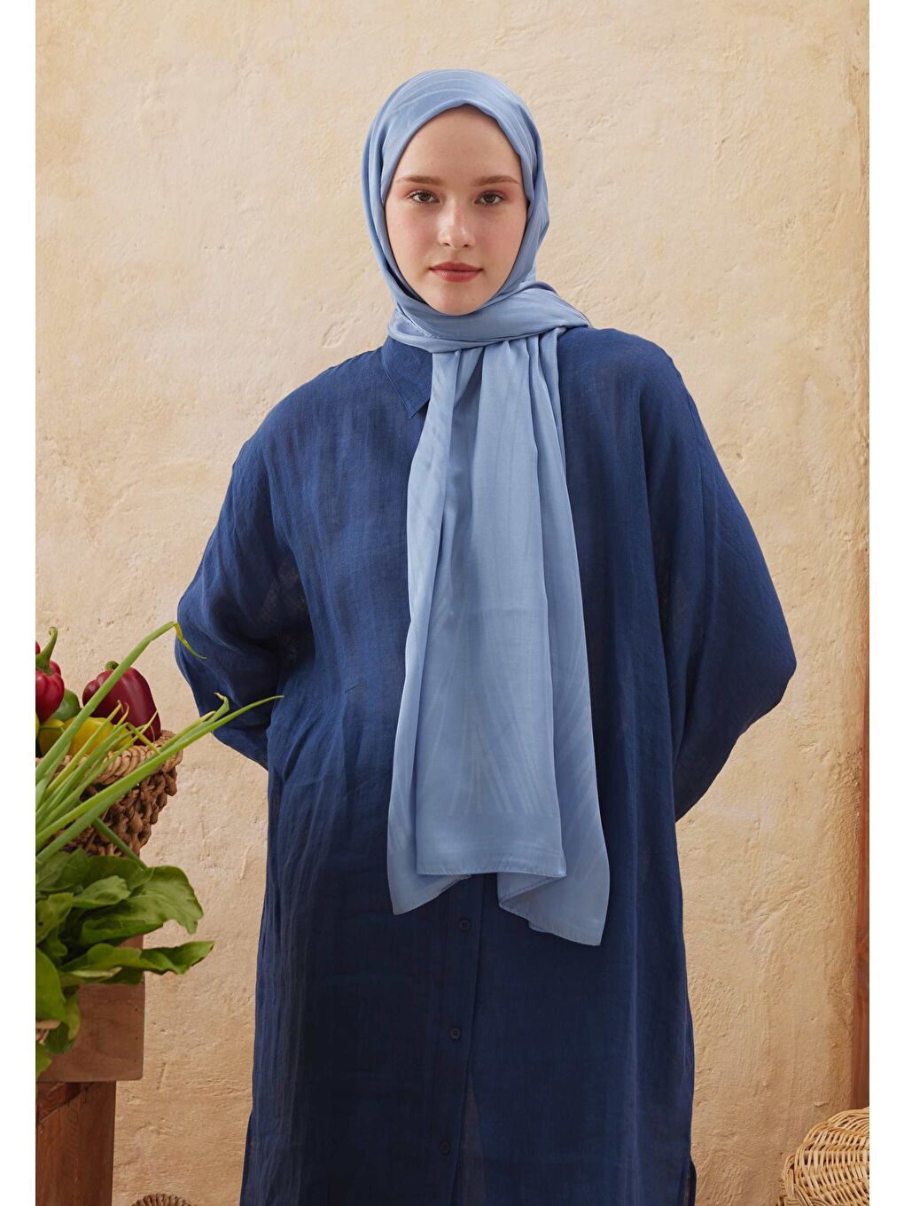 Wave Jakarlı Şal Gök Mavi-1