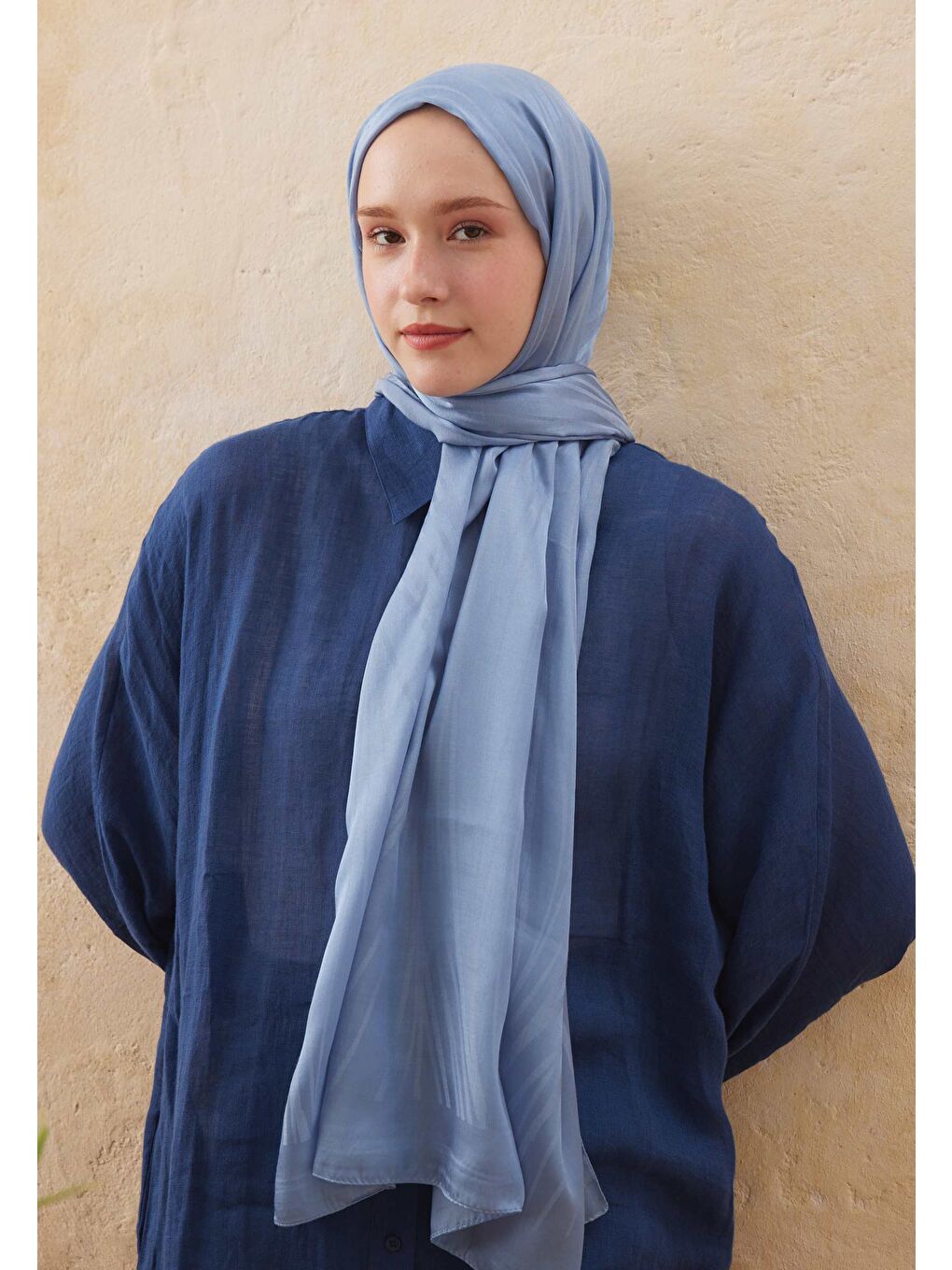 Wave Jakarlı Şal Gök Mavi-2