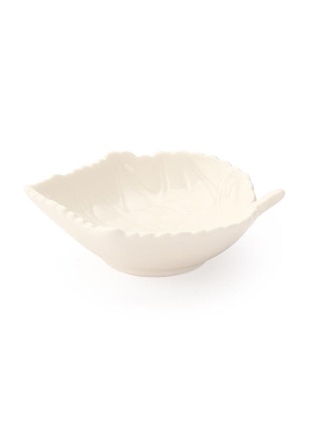 Porselen Yaprak Kase - Beyaz - 9x8 cm