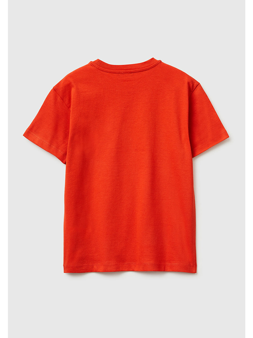 Erkek Çocuk Kırmızı Önü Logo Baskılı Bisiklet Yaka T-Shirt-1