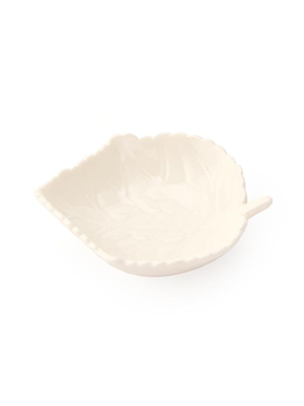 Porselen Yaprak Kase - Beyaz - 9x8 cm-2