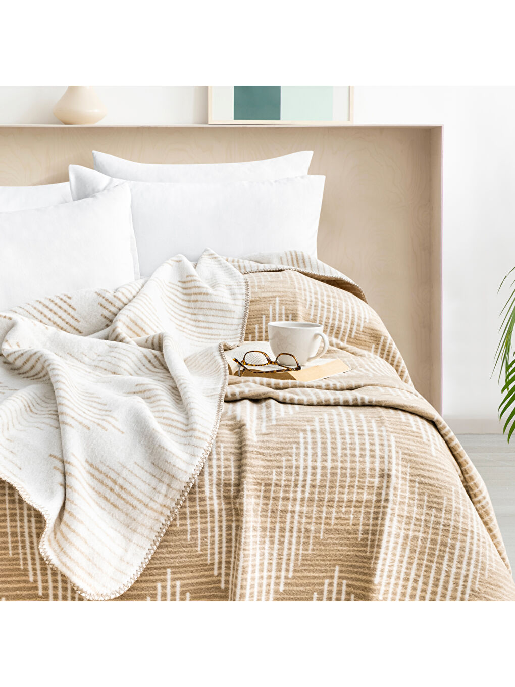 Bloom ÇK Battaniye 200x220 Cm 1 Parça-Bej-1