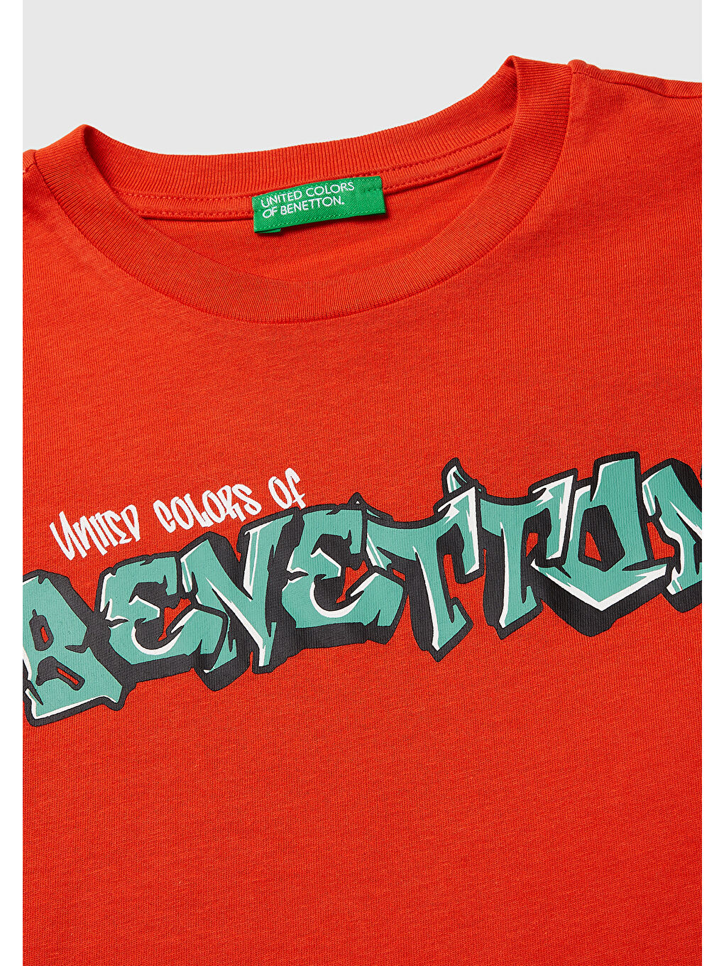 Erkek Çocuk Kırmızı Önü Logo Baskılı Bisiklet Yaka T-Shirt-2