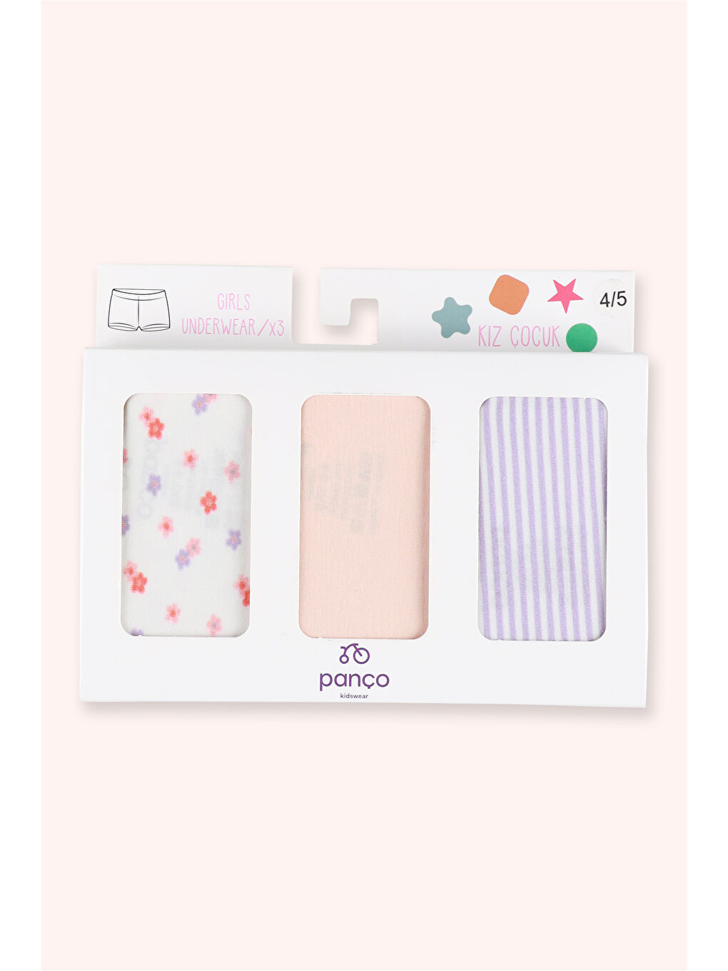 Karışık Kız Çocuk Çiçek Desenli 3'lü Boxer Seti-1