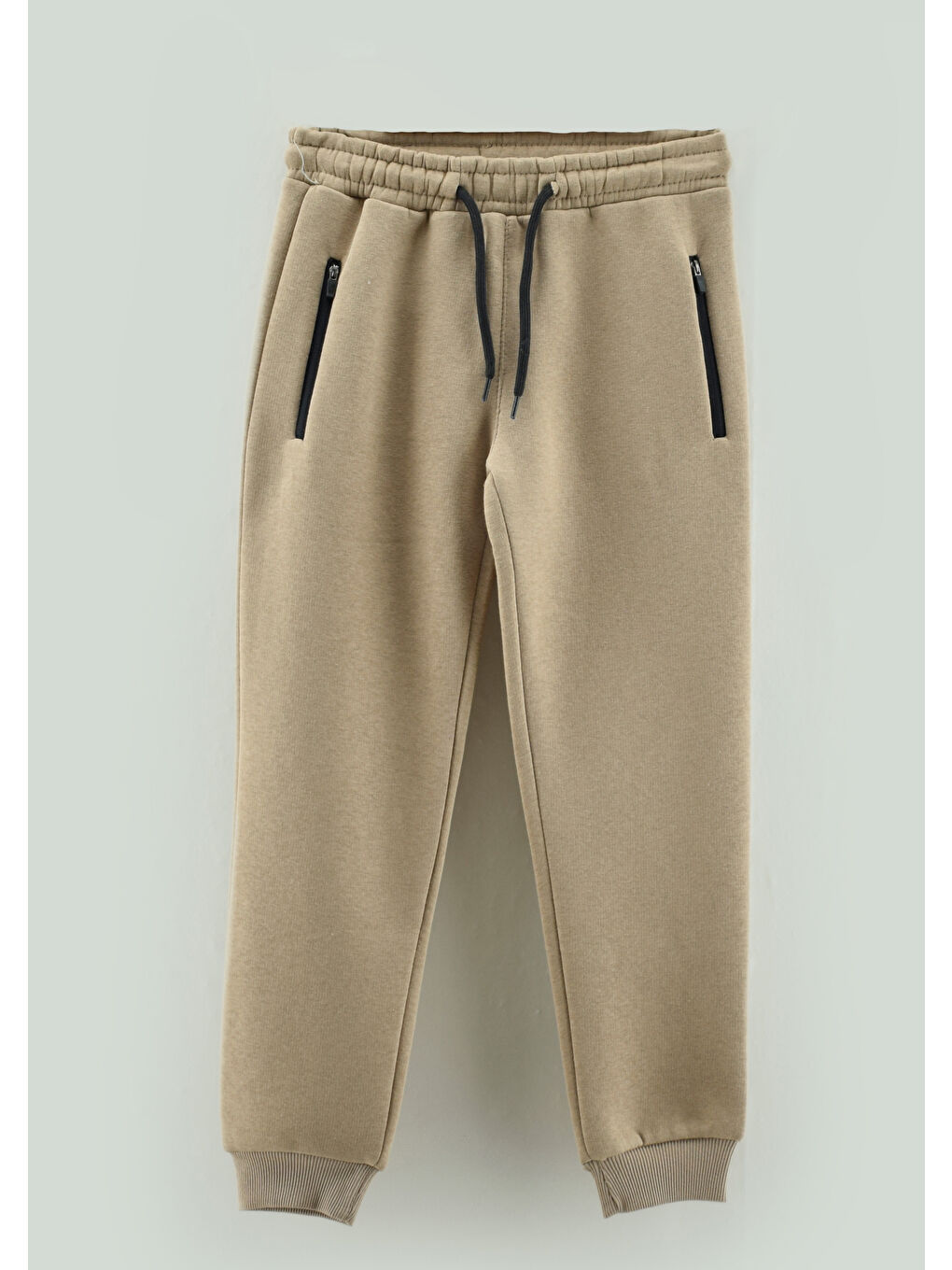 Siyah 3 İp Fermuarlı Basic Erkek Çocuk Eşofman Altı-1