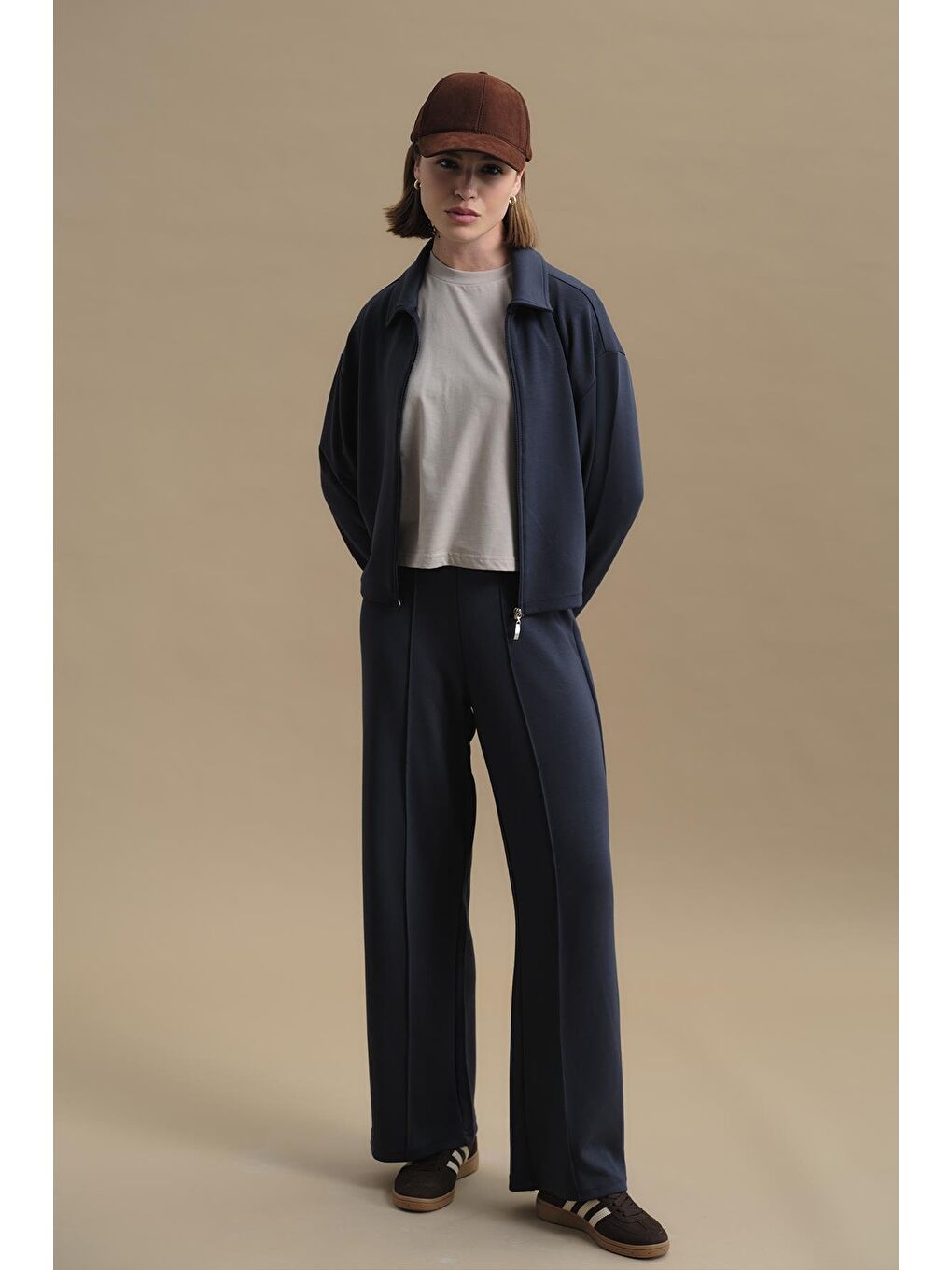 Gri Pure Touch Nervür Dikişli Pantolon Cc7003 Füme