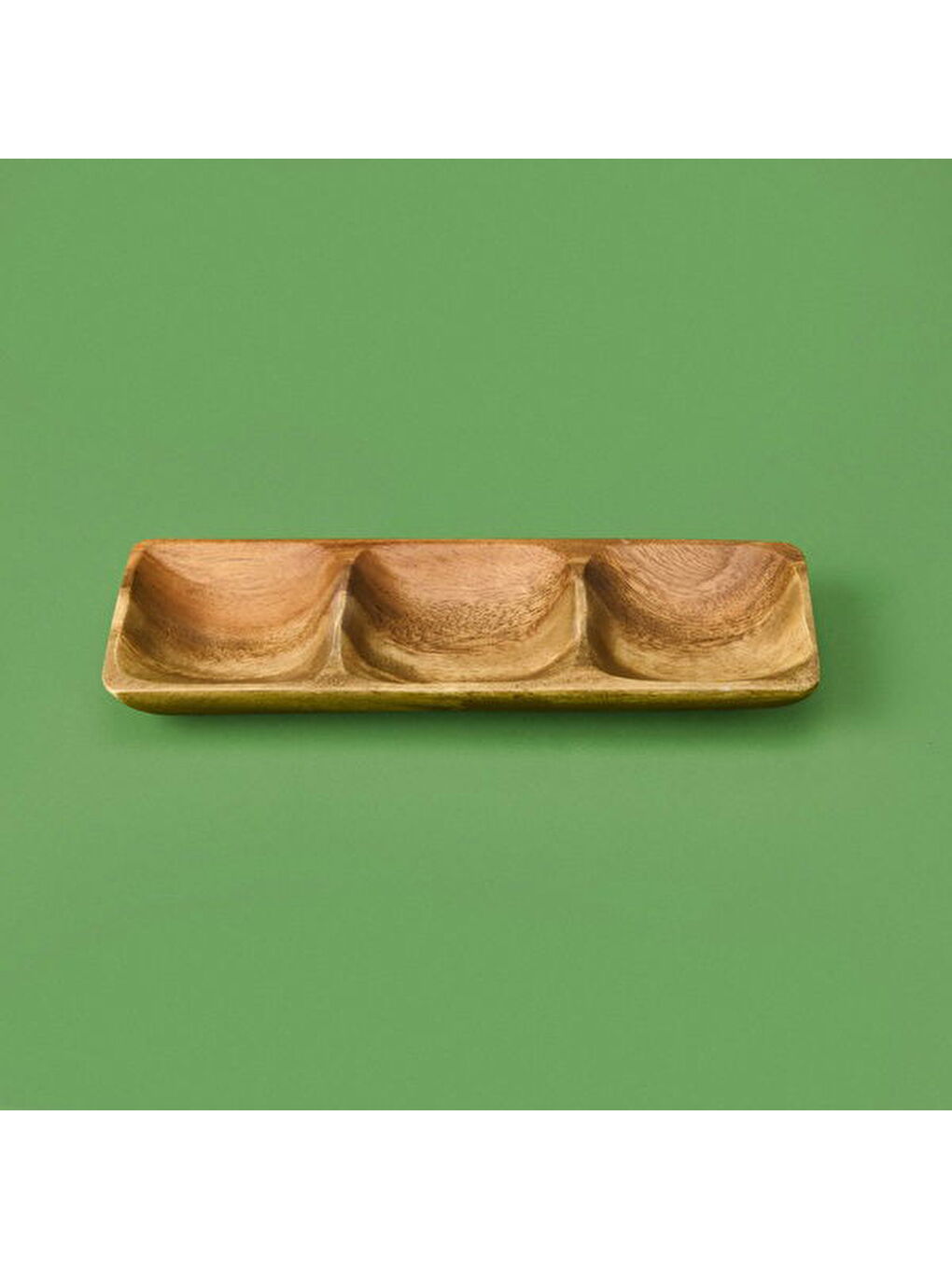 Akasya Üç Bölmeli Çerezlik - Kahverengi - 25x10 cm-1