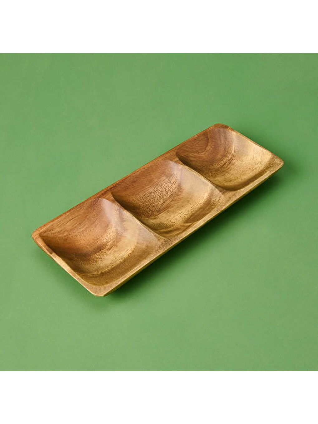 Akasya Üç Bölmeli Çerezlik - Kahverengi - 25x10 cm-2