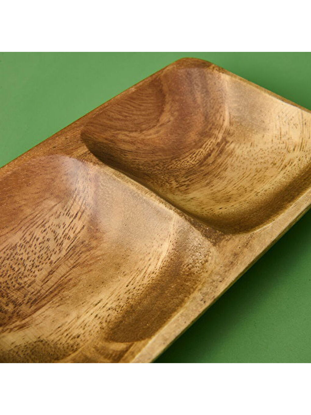 Akasya Üç Bölmeli Çerezlik - Kahverengi - 25x10 cm-3