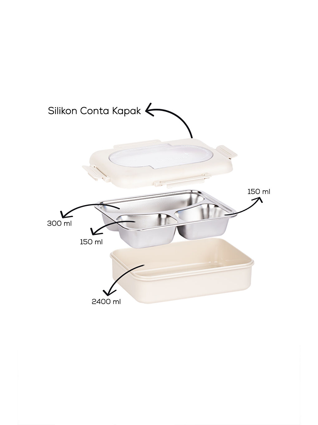 Kahverengi 3110 Çelik 3 Bölmeli Vakumlu Yemek Termosu-3