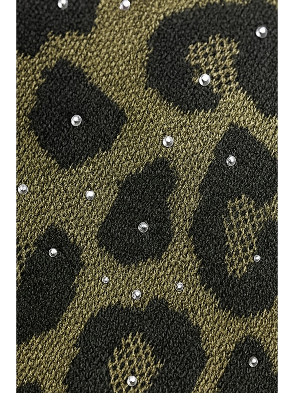 Haki Kız Çocuk Taş Detaylı Bol Paça Triko İkili Takım – Yan Şeritli 3-10 Yaş 12295-2