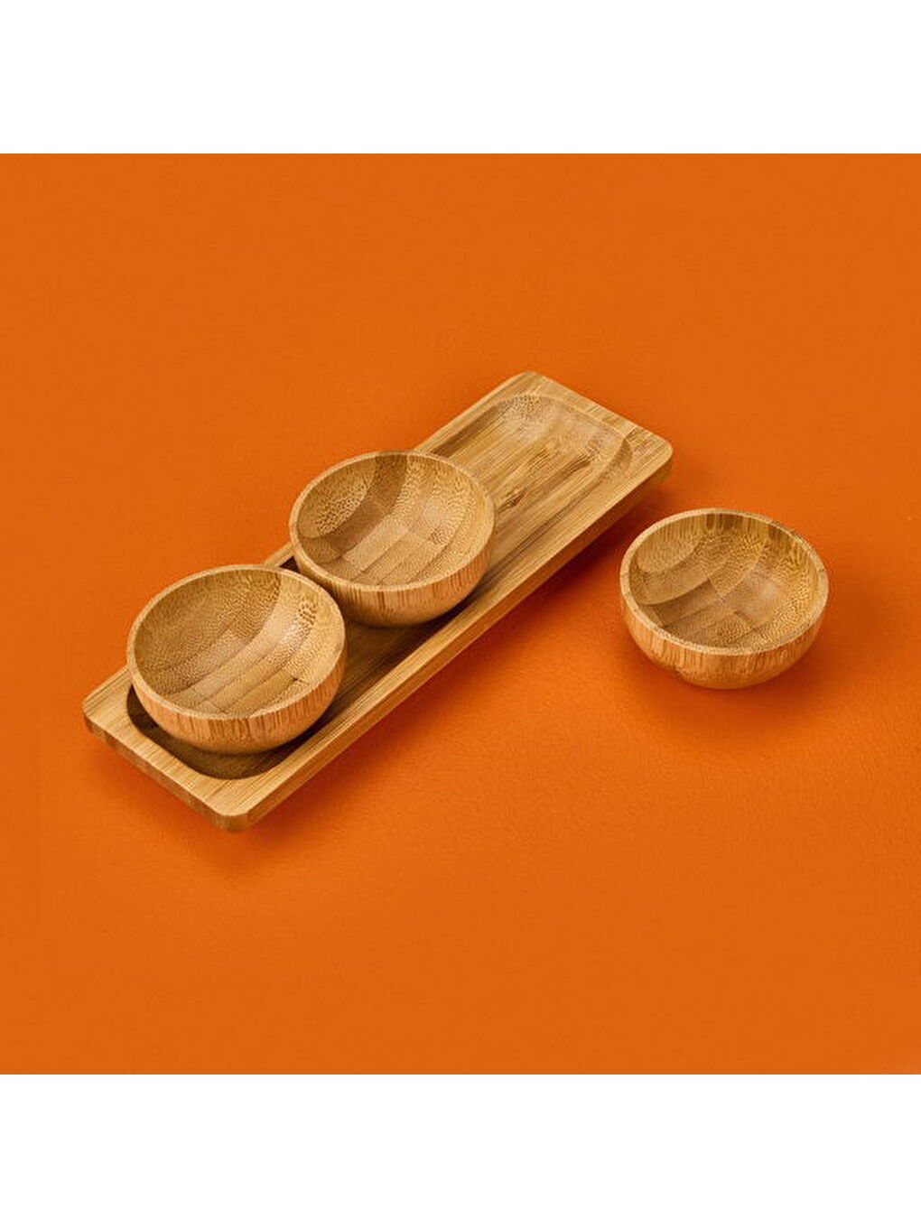 3'lü Bambu Çerezlik Seti - Kahverengi-3