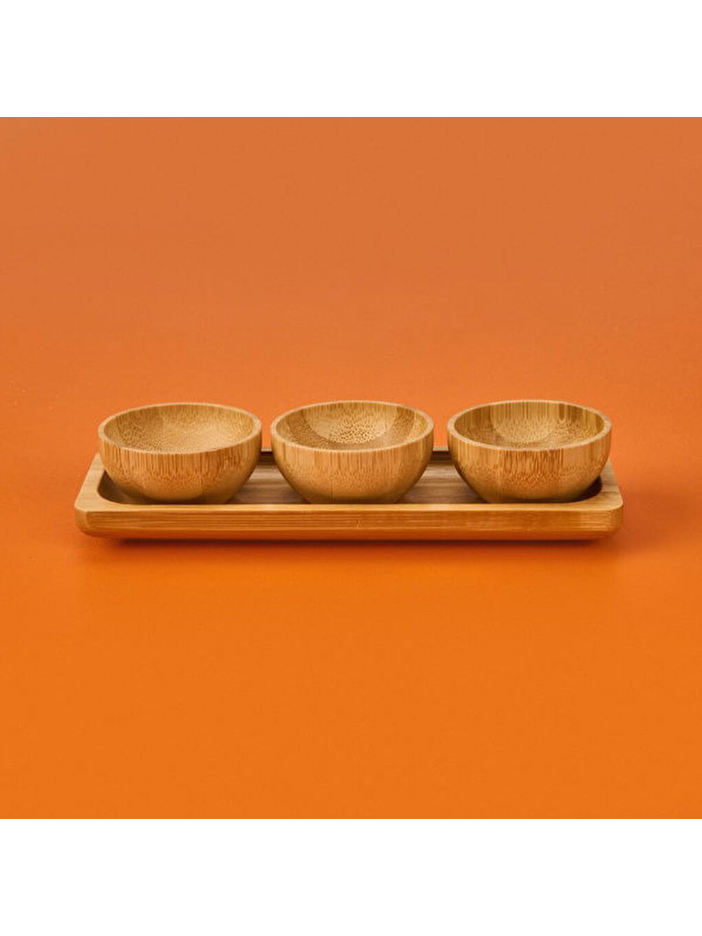 3'lü Bambu Çerezlik Seti - Kahverengi-4