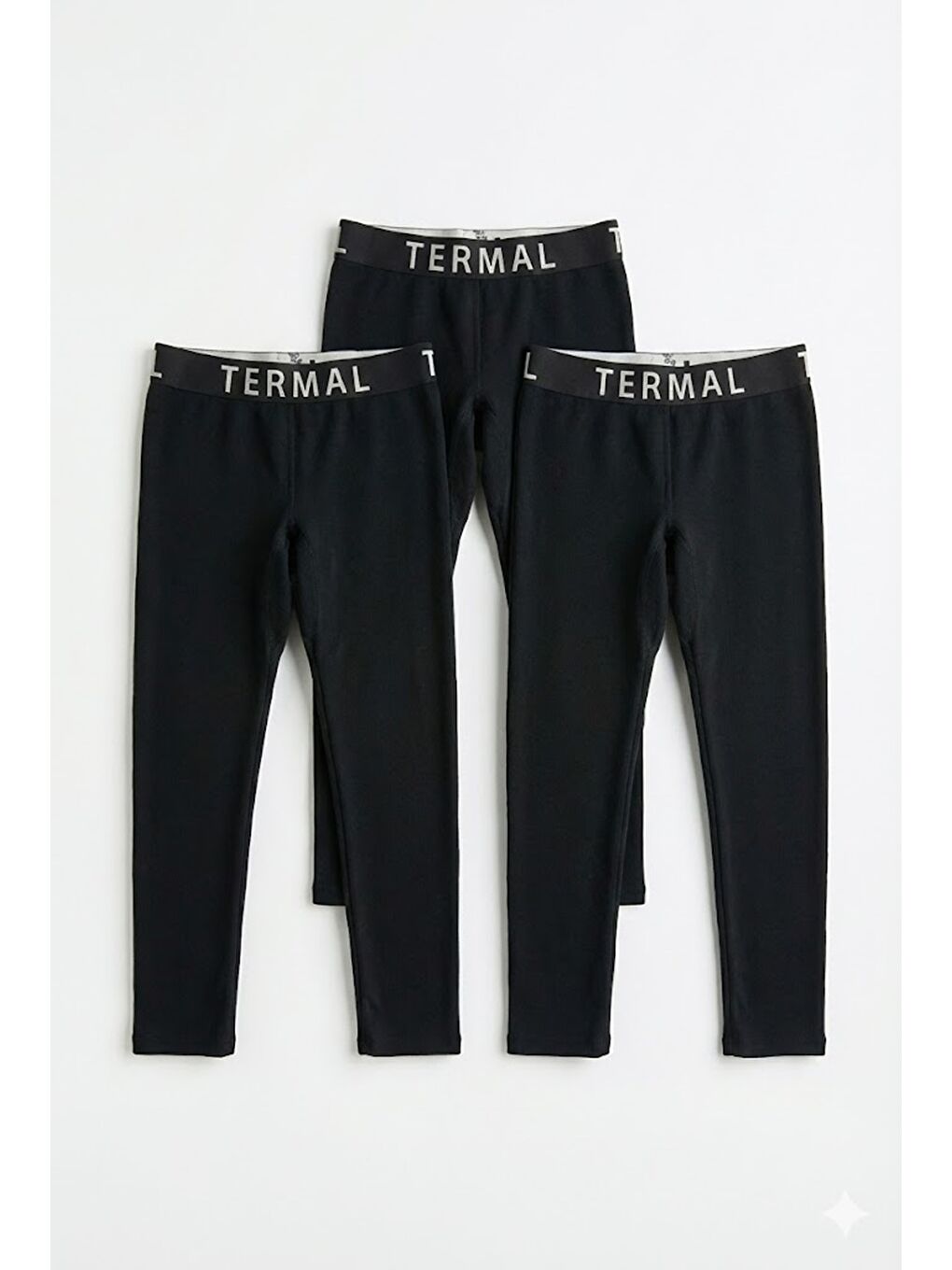 Siyah 3'lü set 100% esneyen Beli Lastikli Pamuklu Çocuk Termal İçlik