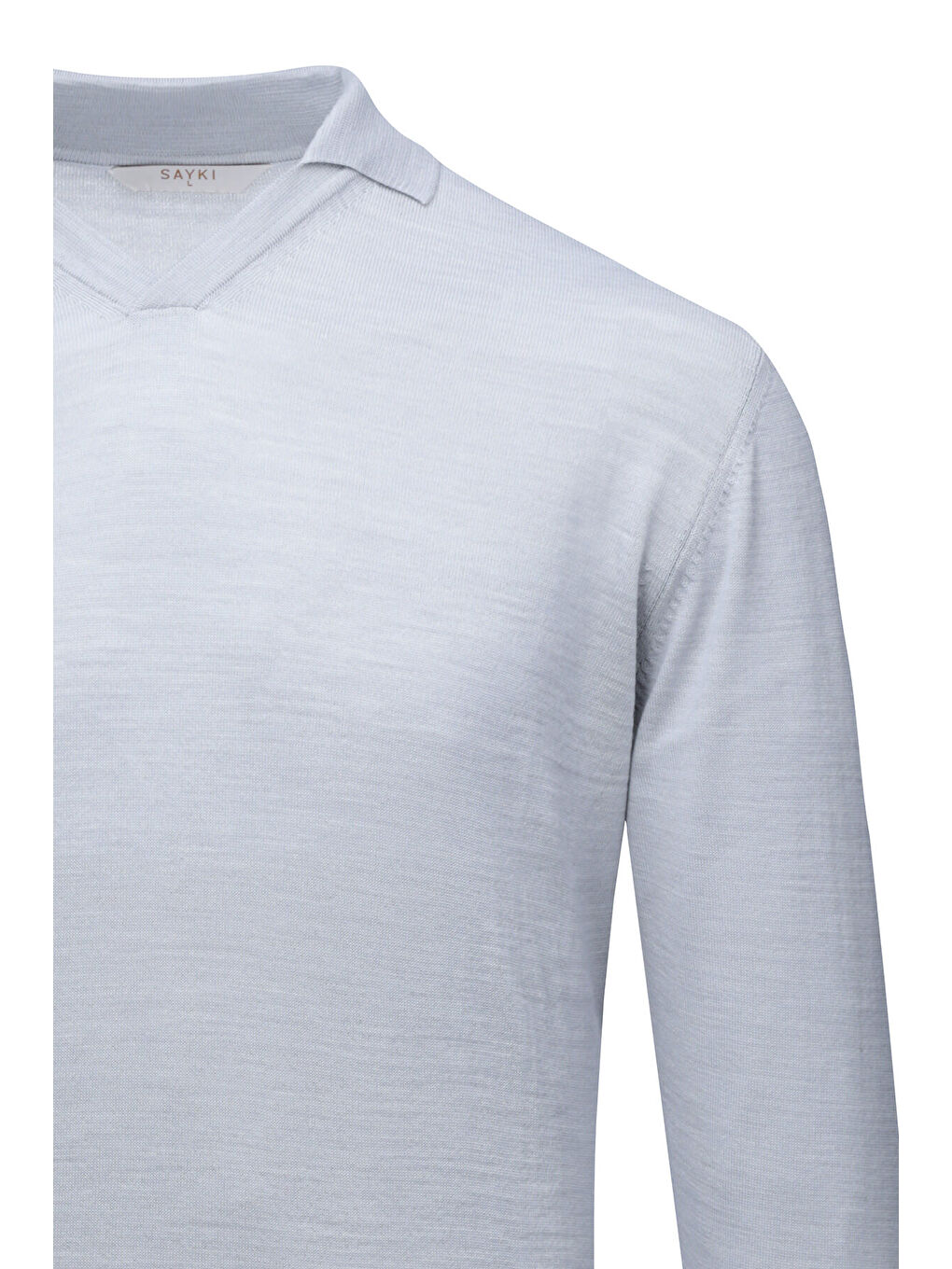 Gri Regular Fit Polo Yaka Yünlü Kazak-1