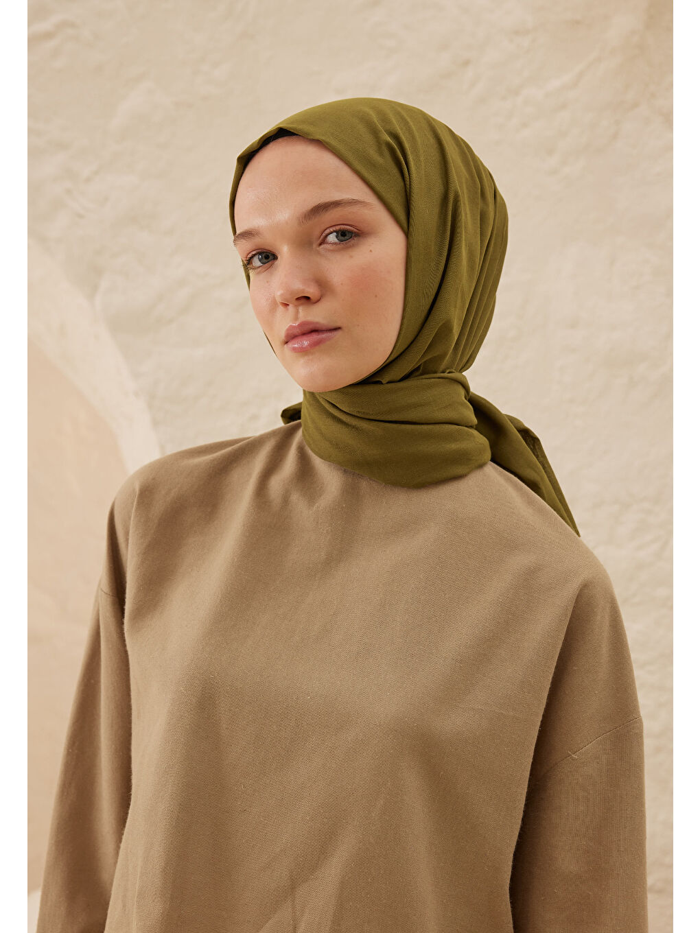 İnce Pamuk Vual Şal Yosun Yeşili-2