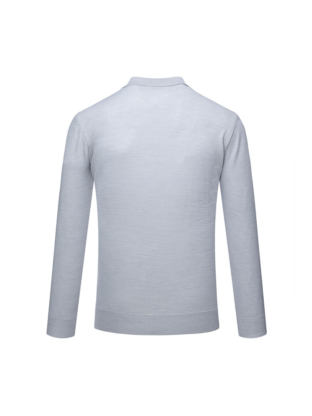 Gri Regular Fit Polo Yaka Yünlü Kazak-2