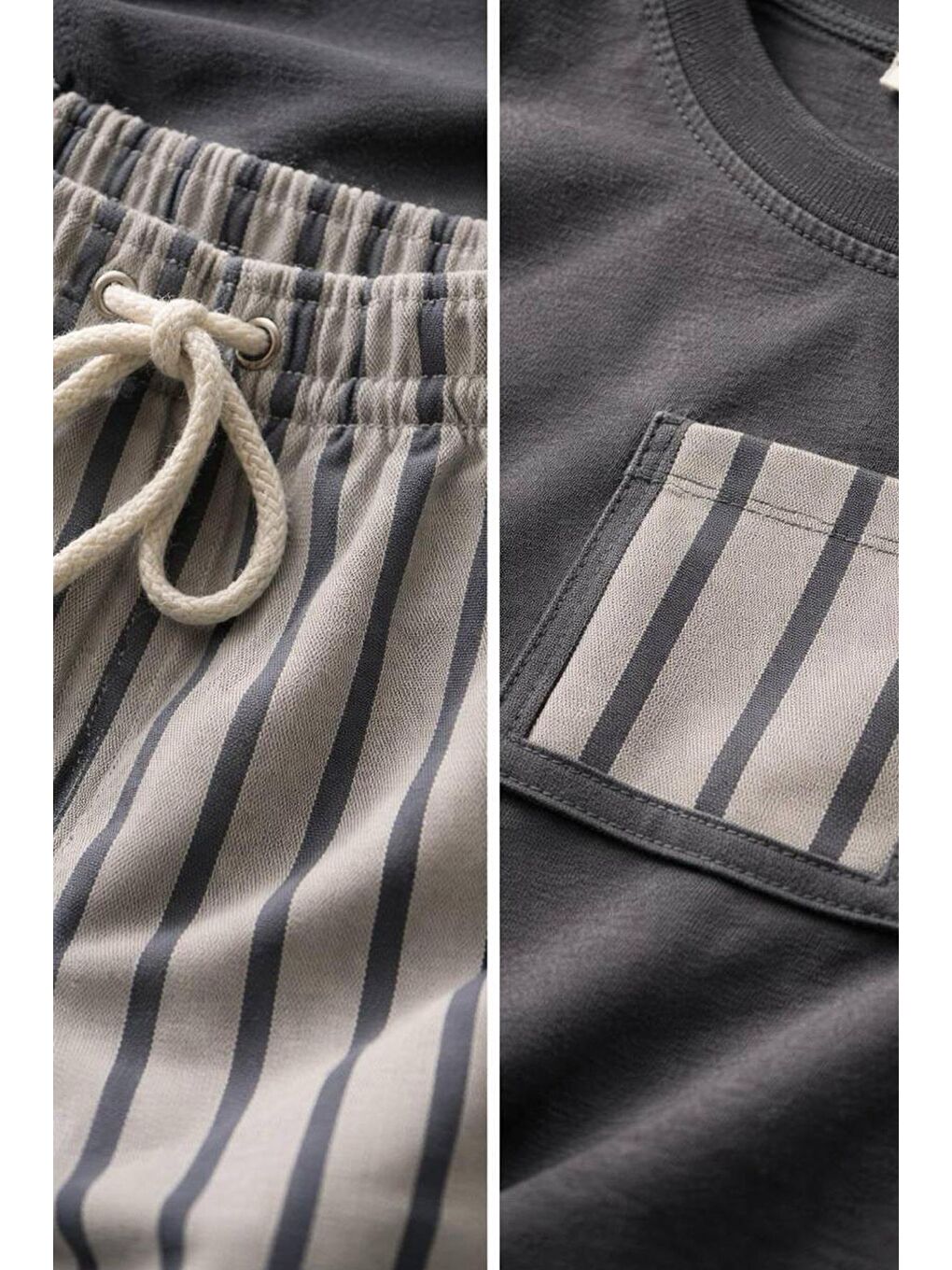 Erkek Çocuk Pamuklu Antrasit Cep Detaylı T-Shirt Ve Şort Takım-3