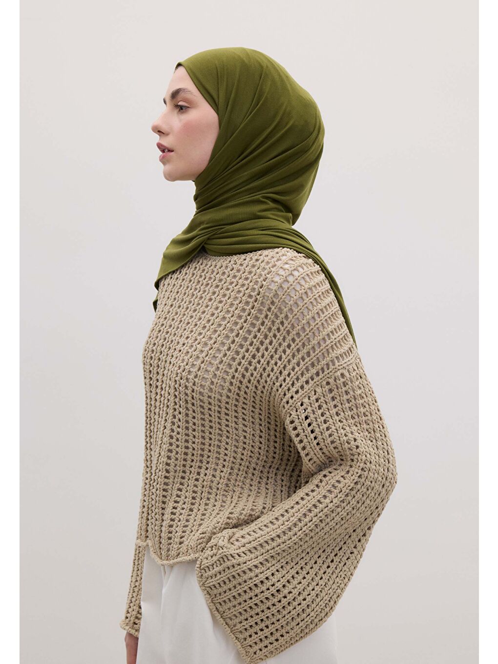 Bambu Penye Şal Yosun Yeşili-1