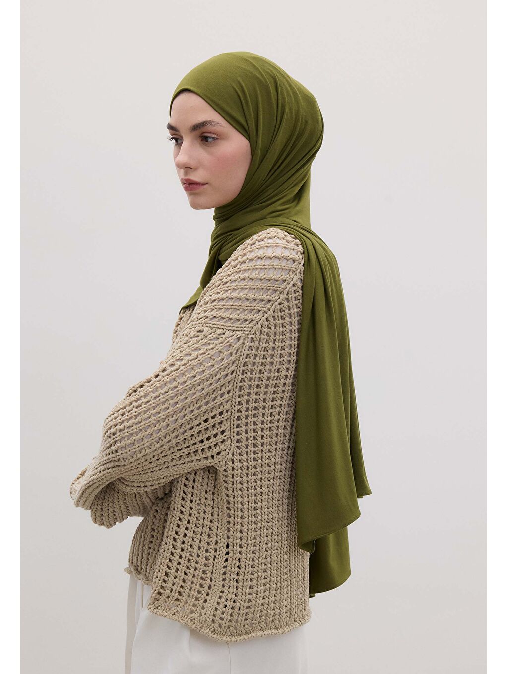 Bambu Penye Şal Yosun Yeşili-2