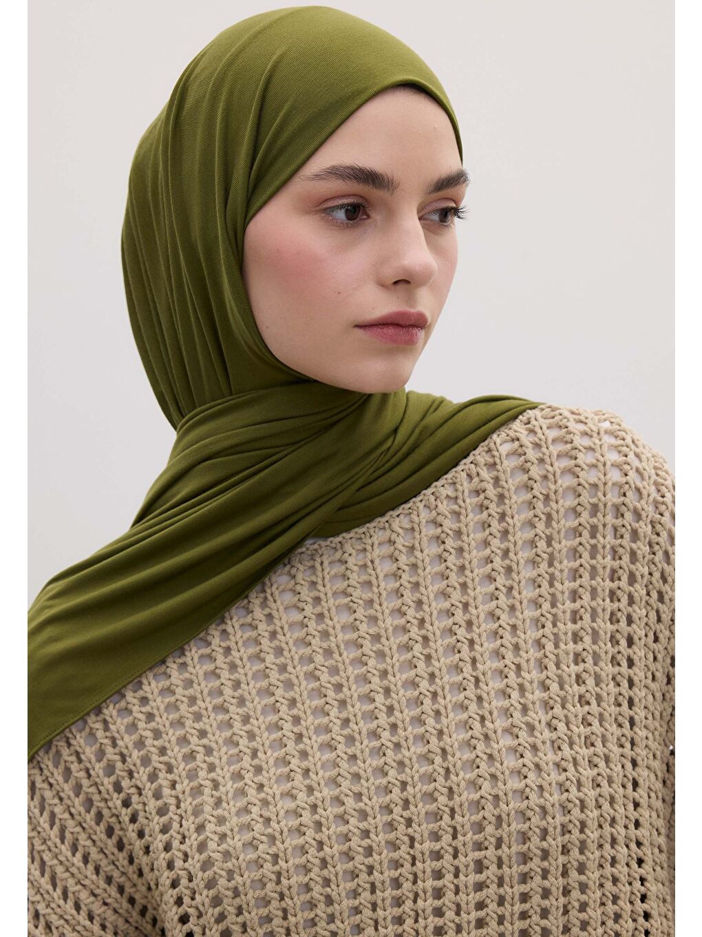 Bambu Penye Şal Yosun Yeşili-3