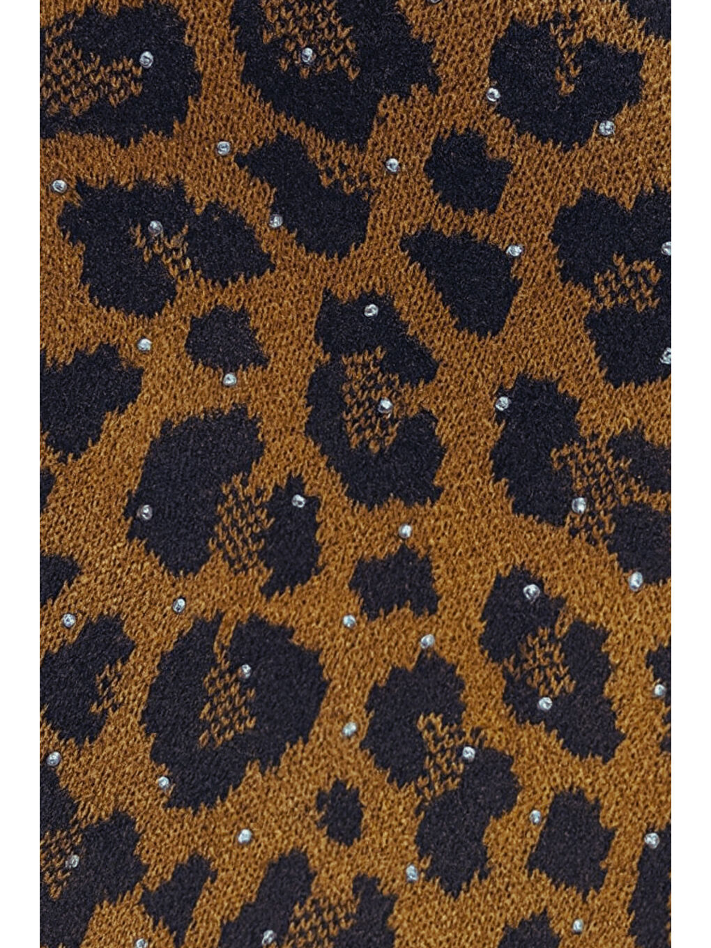 Kahverengi Kız Çocuk Taş Detaylı Bol Paça Triko İkili Takım – Yan Şeritli 3-10 Yaş 12296-4